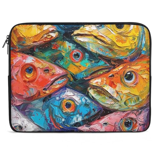 Funda para portátil de 10 pulgadas antichoque con estampado original de peces
