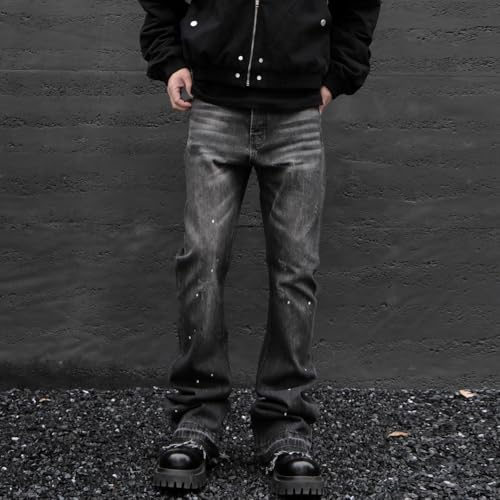 Streetwear Jeans Men Vintage Wide Leg Denim Pants Male Spot Print Jeans3