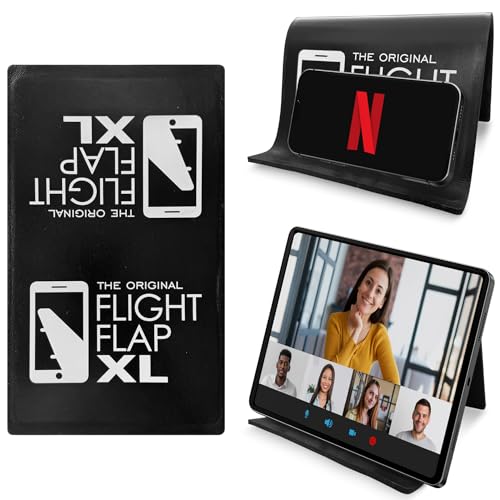 Flight Flap Ipad Stand Holder Airplane Travel Essential - Extra Large 12x7” Flexible Plane Phone and Tablet Stand Holder for Kindle, Bed, Desk, Office, in Flight - Phone and Tablet Accessories (Black)
