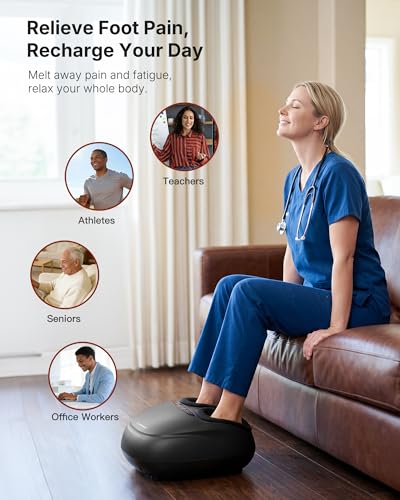 Image of KNQZE Shiatsu Foot Massager with Heat, Compression, Deep Kneading Foot Massage for Plantar Fasciitis Relief, Remote Control, Multi Massage Modes, Auto Shut-Off Timer, FSA Eligible, Gifts for Women Men