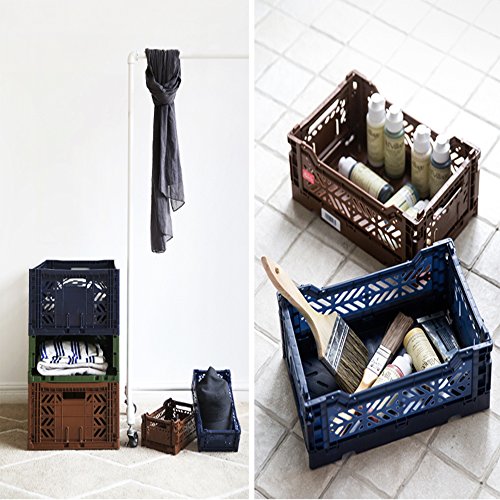 Aykasa Collapsible Storage Bin Container Basket Tote, Folding Basket Crate Container : Storage, Kitchen, Houseware Utility Basket Tote Crate Mini-Box (Navy) #TOP6
