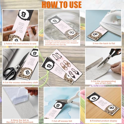 Image of FREEBLOSS 6 Set Cross Stitch Bookmark Kit for Adult Beginners Stamped Cross Stitch Kits Women's Theme Embroidery Bookmarks Craft Kit with Instructions for Gift 11CT 8 inchx2.4 inch