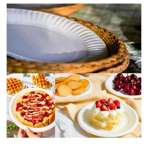 Pack of 100, Paper Plates 15cm / 6", Disposable Paper Plates, HOT & Cold Foods, Used for Birthday Party, Christmas Party, Picnic, BBQ's, Disposable - Image 5