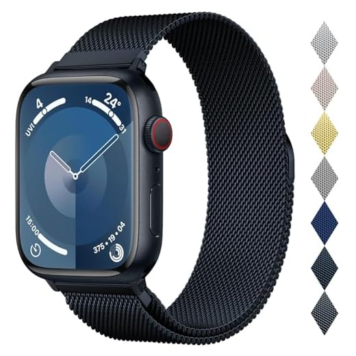 Pulseira de aço inoxidável milanês compatível com Apple Watch de 42 mm, 44 mm, 45 mm, 49 mm, 38 mm, 40 mm, 41 mm, homens e mulheres, fecho magnético de malha MARGE PLUS para Apple Watch Ultra séries 8, 7, SE 6, 5, 4, 3, 2 1, (45 mm/44 mm/42 mm/49 mm, meia-noite)