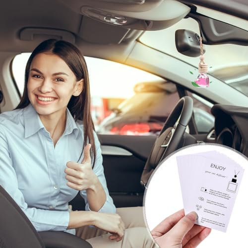 Image of DaisyInner 100 Sets Car Diffuser Bottles Empty Bulk Hanging Car Air Freshener Diffuser Bottles Glass Perfume Holder with Instruction Cards for Essential Oil Wedding Bridal Birthday Gifts (Heart)