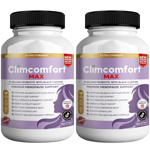 Image of Climcomfort Max Menopause Support, 40 Billion Probiotic with Black Cohosh, 90 Capsules, Hormone Balance and Hot Flash Relief (2)