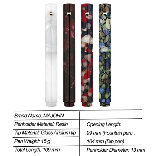 Sipliv Resin Acrylic Multifunctional Dual-Purpose Pen Glass Dip Pen Fountain Pen Pocket-Size Travel Short Pen With 5 Types Replacement Pen Nib - Red #TOP3