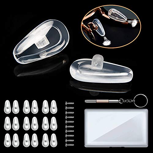 Eyeglass Nose Pads for Eyeglasses - Eyeglass Repair Kit with Screws Air Soft Glasses Accessories Silicone Nose Pad Replacement Anti Slip Nose Pieces Grips Guards for Sunglass Eye Glass - 10 Pairs