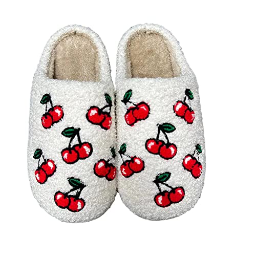 Image of Women's Men's Strawberry Slippers Cute Fruit Home Slippers Winter Fuzzy Memory Foam Fluffy Warm House Shoes