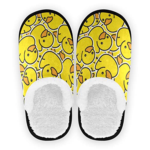 KLL Kawaii Rubber Duck Non Skid House Slippers for Women and Men ,Ducky Cartoon Animal Yellow Unisex Fuzzy Slippers, Indoor Cozy Warm Home Bedroom Shoes