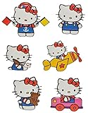 Größe Kitty im Flugzeug: 13,5 cm breit und 11,5 cm hoch - passend sind weitere Wandsticker, Garderoben, Geschirr, Stehlampen, Partyzubehör, Fahrradzubehör, kleine Sticker und Bügelbilder erhältlich