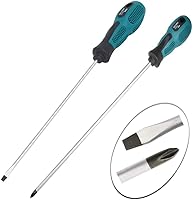Vista 3 de 12 inches long Slotted and Phillips Screwdriver, PH1 12" Long Cross-head Screwdriver Flat Blade Screwdriverset, Magnetic Screwdrivers with Rubber