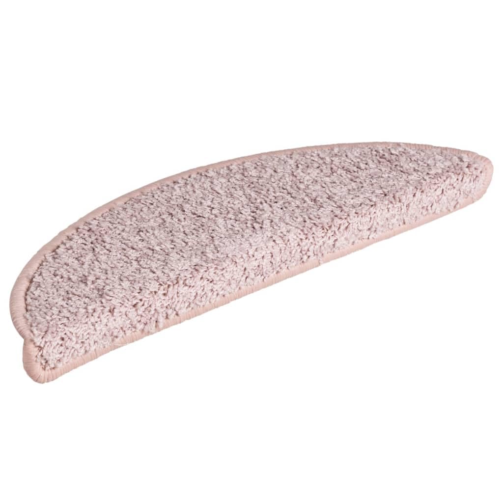 Vidaxl Light Pink Carpet Stair Treads Pcs - 100% Pp Tufted Material Non-Slip Protection, Sound Dampening, 56X17x3 Size 15