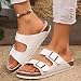 Imagen de Mesing Sandalias Mules Mujer Hombre Verano Plana Hebilla Punta Abierta Sandalias de Pala Cómodo Piel de Ante Pantuflas de Corcho XZ490-White1-EU39