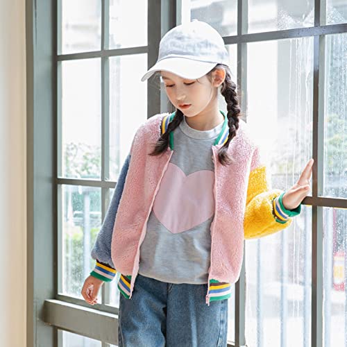 Fleece Zipper Jacket for Toddler Girls Splicing Standing Collar Thicken Brushed Coat Baby Girls Cute Comfy Clothes2