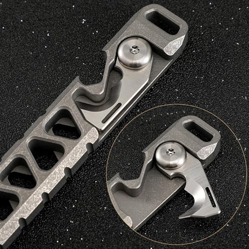 Pry Bar, Titanium Alloy Keychain Prybar with Bottle Opener/Fast Cutter Function for Outdoor Use, Grey - Image 3