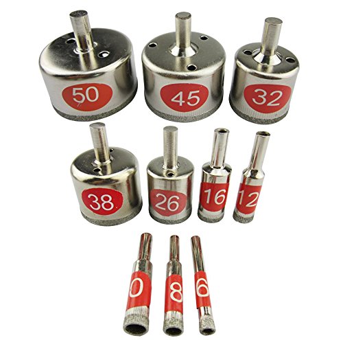 Paor 10 pcs herramienta de diamante broca de corona para cristal, cerámica, mármol de 6  50 mm de diámetro