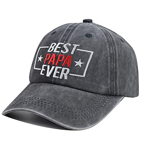 Image of Best Papa Ever Hat, Vintage Distressed Washed Cotton Adjustable Baseball Cap