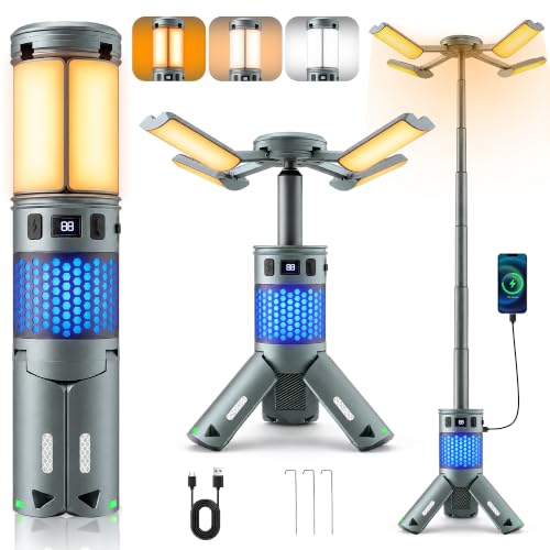 Camping Lights, Rechargeable Telescopic Camping Lights with Stand,12000mAh Camping Lanterns & Lights with RGB, Magnetic Base, Portable Flashlights for Camping, Hiking, Emergency - image 1