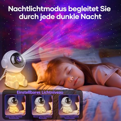 Fokky Sternenhimmel Projektor Astronaut Projektor, LED Nachtlicht Kinder 9 Nebelmodi 2 Sternenmodi Fernbedienung einstellbare, Astronaut sternenhimmel projektor mit Timer für Kinder Erwachsene