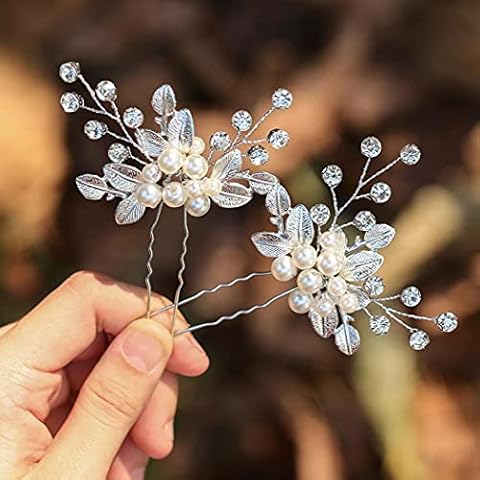 Zoestar Horquillas para el pelo de novia de boda con perlas de cristal Cover