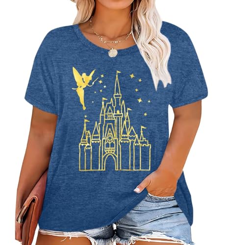 Plus Size Magical Shirt for Women Magic Kingdom Tshirt Castle Graphic Tee Family Vacation Short Sleeve Tie Dye Tops