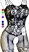 Daisland Women Strap Floral Crotchless Bodystocking Plus Size Bodysuit for Sex (Black)