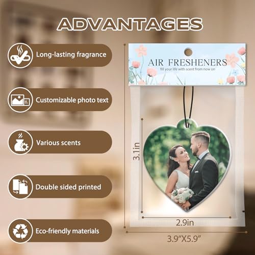 Image of Custom Air Fresheners with Picture for Car | Personalized Photo Air Freshener, Double-Sided Print, Long-Lasting Fragrance, Scent Choice Available, Heart Shape