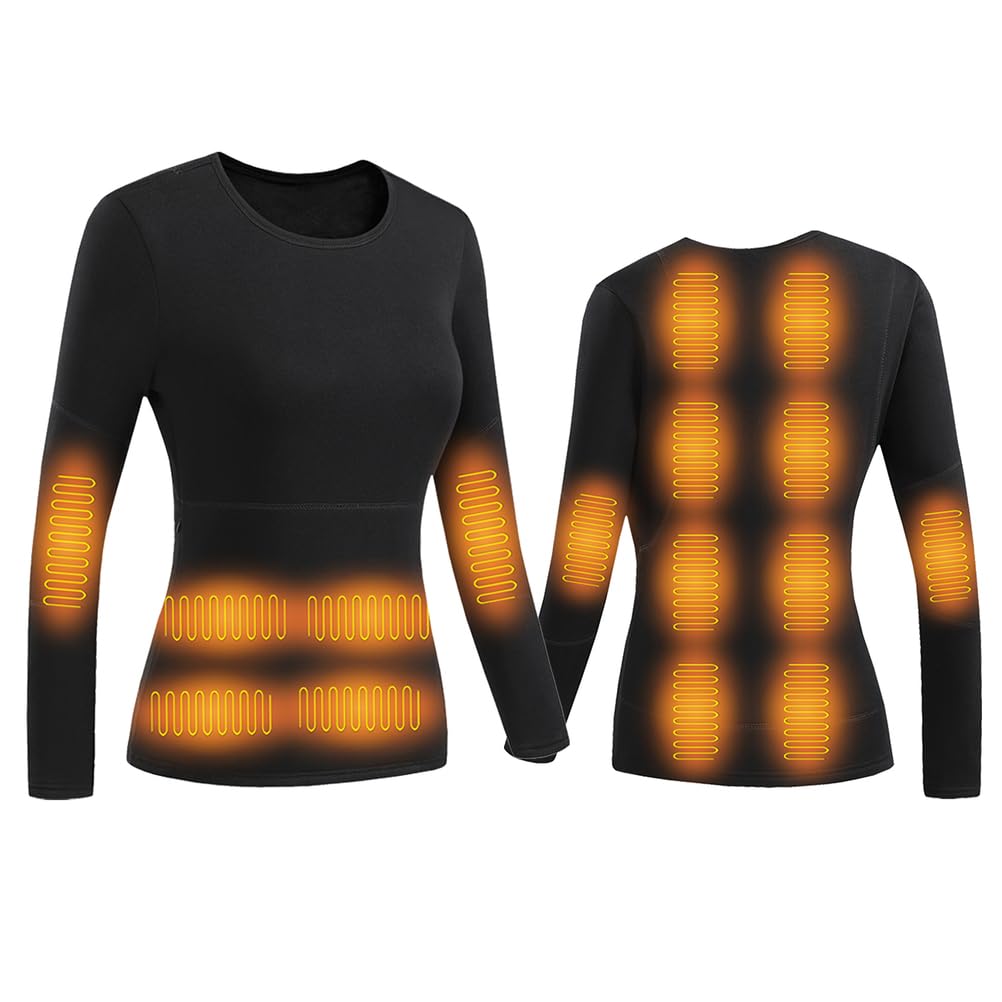 Camisa Térmica Interior Calentada para Mujeres, Top De Base Térmica Calentado De 16 Zonas con 3 Niveles De Calentamiento para Ciclismo, Trabajo