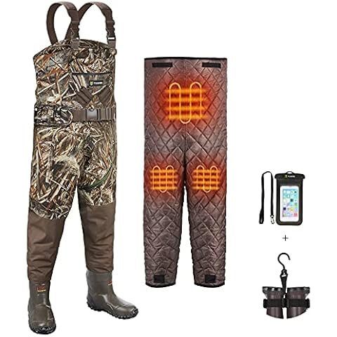 TIDEWE Breathable Hunting Waders Heated, 1200G Insulation Chest Waders Realtree Max5 with Removable Insulated Liner, Waterproof Bootfoot Camo Fishing Waders (Size 14) Cover