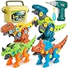 Dreamon Dinosaure Jouet Enfant Garcon 3 4 5 7 8 Ans avec Boîte de Rangement Perceuse Électrique DIY Construction Puzzle Jouet Cadeau pour Garçons Filles