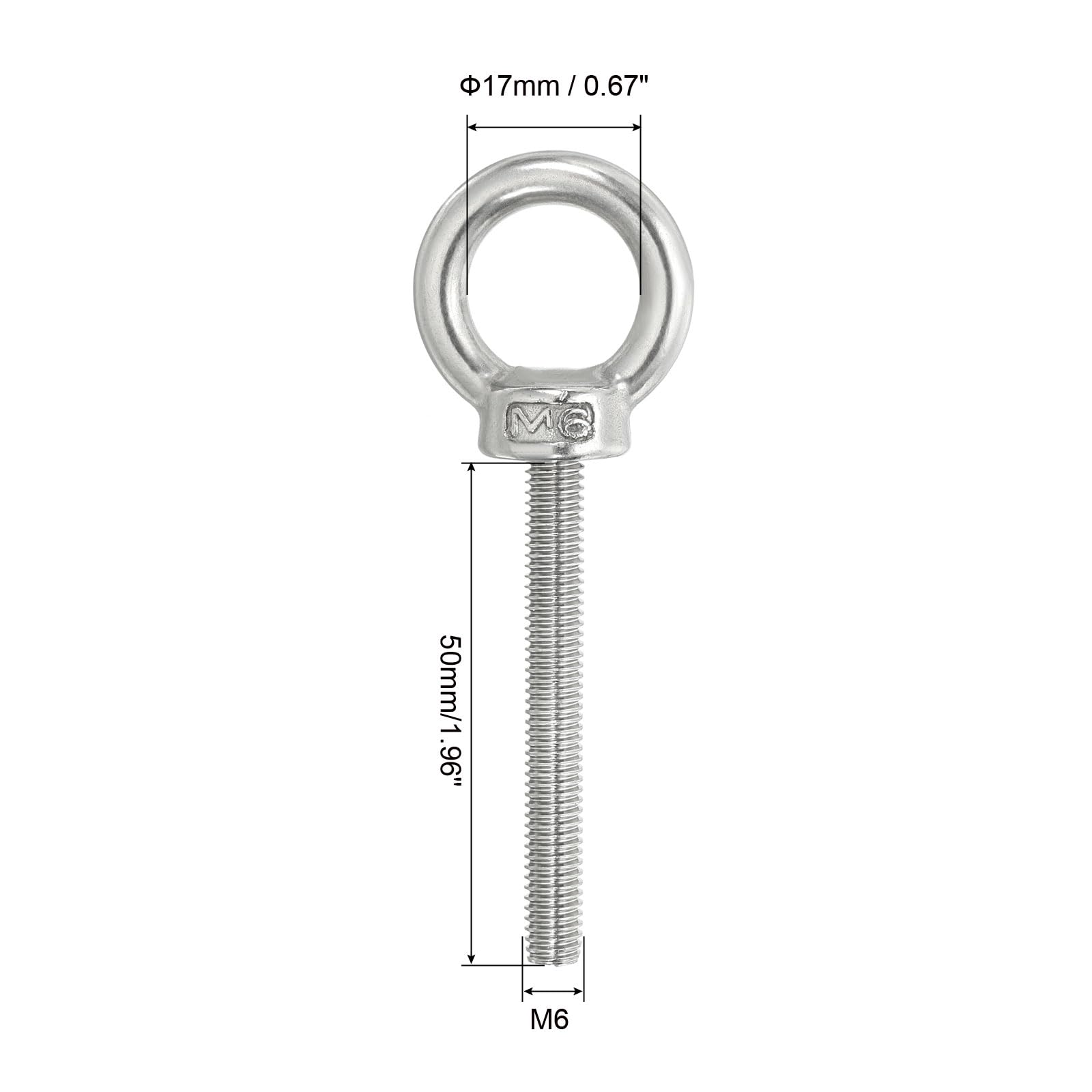 PATIKIL M6 x 50mm Lifting Shoulder Eye Bolt - Image 2