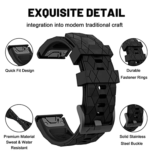 MYSNBKN Fenix 7X Strap 26mm Silicone bands for Garmin Fenix 8 51mm/Fenix 7X/Fenix 6X/Fenix 6X Pro/Fenix 5X/Fenix 5X Plus/Fenix 3/Fenix 3 HR(Quick Fit) - Image 3