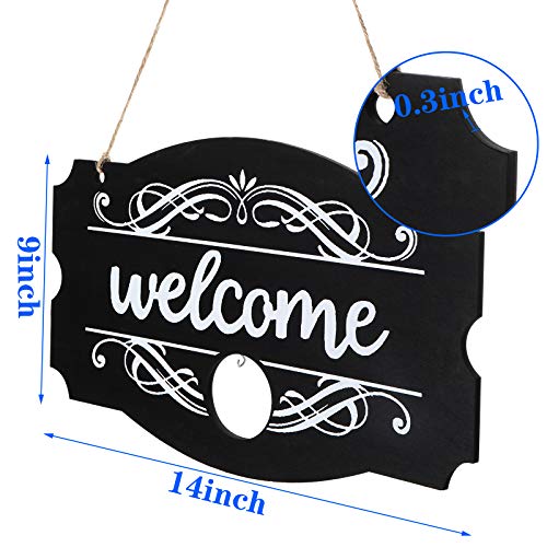 Welcome Door Sign Interchangeable Seasonal Front Door Decor Rustic Wood Welcome Sign Wall Hanging Porch Decoration For Fall Christmas Easter Thanksgiving, 14 X 9 Inch (Black With White Letters) #TOP1