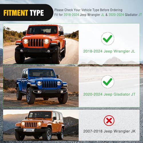 Image of Nilight Front Grille Cover for 2018 2019 2020 2021 2022 2023 2024 2025 Wrangler JL and Gladiator JT with LED Amber Lights Matte Black