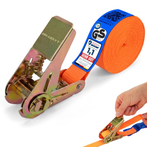 HASKYY 10x Spanngurte mit Ratsche 800 kg I 5m*27mm I TÜV/GS I...
