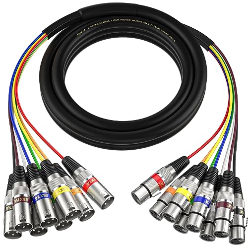 10ft 8 Channel XLR Snake Cables - 8 Colored XLR Male to Female Snake Cable