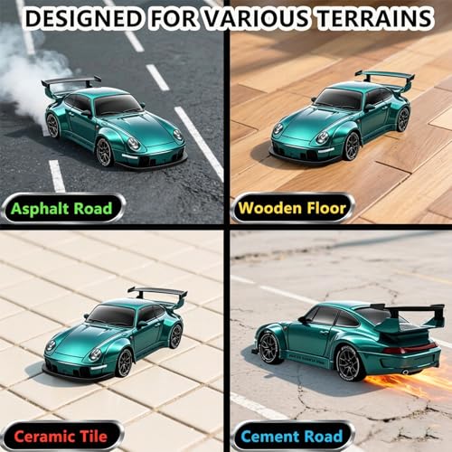 Image of RC Drift Car, 1:24 Scale Remote Control Vehicle with LED Lights,Drifting Tires&Two Batteries, Racing Sports Toy Idea Gift for Adults Boys Girls and Kids (Lake Blue)