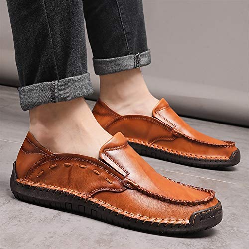 Driving Loafers for Men Boat Shoes Slip On Elastic Bands Synthetic Leather Super Soft Lug Sole Experienced Stitched Solid Color Round Toe4