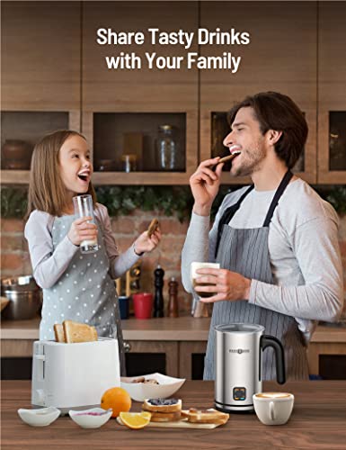 Image of Milk Frother, Paris Rhone 4-in-1 Milk Steamer and Frother, Hot & Cold Foam Milk Warmer with Temperature Control, Auto Shut-Off Frothers for Coffee, Latte, Cappuccino, Macchiato