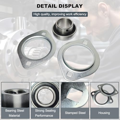 Image of 2 Pack SBPFL209-28 Pillow Block Bearings 1-3 /4 inch Bore Bearing Units Steel Flange Mounted Bearing Housing Pressed Steel Flange Bearing (SBPFL209)