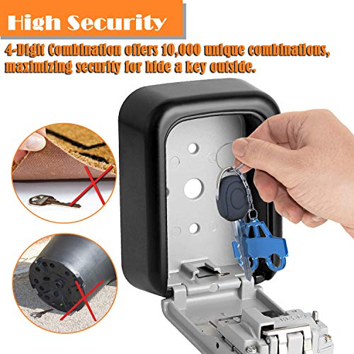 Key Storage Security Lock,Vision-Life Wall Mounted Outdoor Key Safe Lock Box With 4-Digit Combination Secure Cabinet,To Share And Secure Keys For Airbnb,Home,Office,Garage Etc [Resettable Code] #TOP3