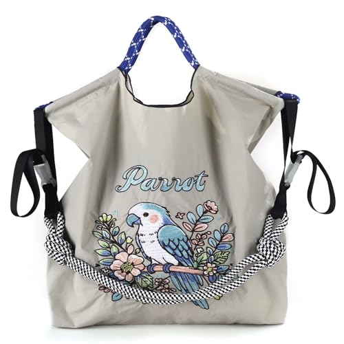 Women's Fashion Nylon Embroidered Parrot Handbag, Designed for Shopping, Travel, Beach, and Birthday Gifts