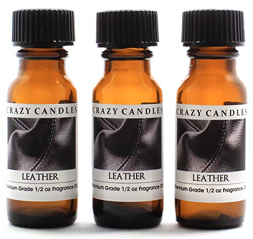 Crazy Candles Leather (Made in USA) 3 Bottles 1/2 FL Oz Each (15ml)