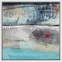 SIGNWIN Framed Canvas Wall Art White, Blue, Yellow and Gray Paint Wash Over Metal Abstract Texture Mixed Media Modern Art Industrial Dramatic for Living Room, Bedroom, Office - 16