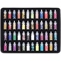 Sona Collection 48 Bottles/Box DIY Nail Resin Glitter Sequins Crystal UV Epoxy Jewelry Making Mold Filler 3D Nail Art…