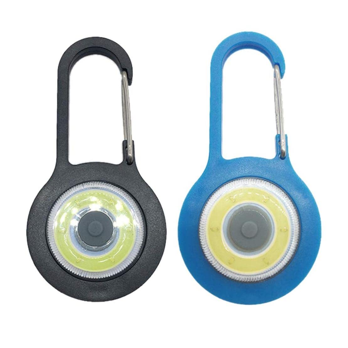 Surefire Stiletto,Small Mini LED Carabiner Flashlight Key Chain Super Bright Emergency Light 3 Modes Strongest Strobe Torch with Carabiner for Mountain Backpack (Black+Blue)