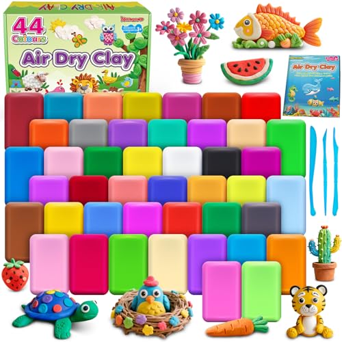 Set Di Pasta Modellante – 44 Colori Pasta Magica Asciutta All'Aria Per Bambini, Regalo Per Ragazzi E Ragazze Dai 3 Ai 12 Anni