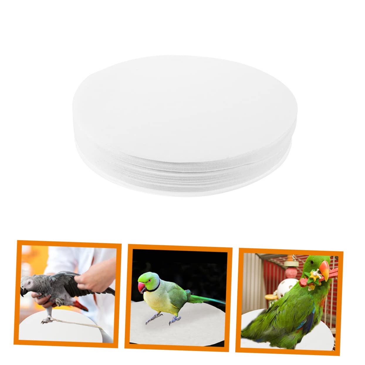 Mipcase 100piezas Desechables Forro para Jaulas De Pájaros Redondo Absorbente para Orina Uso Fondo De Jaula De Pájaros
