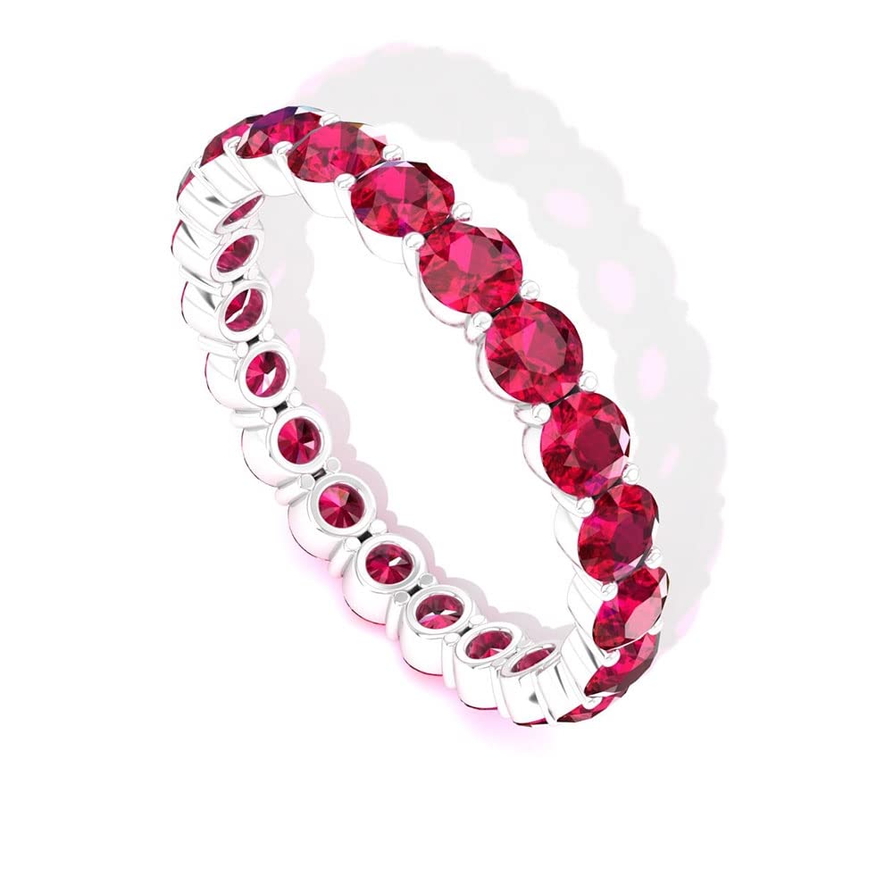 3 CT Ruby Eternity Ring for Women, Gold Ruby Full Eternity Ring, Gold Ruby Eternity Ring for Women, 